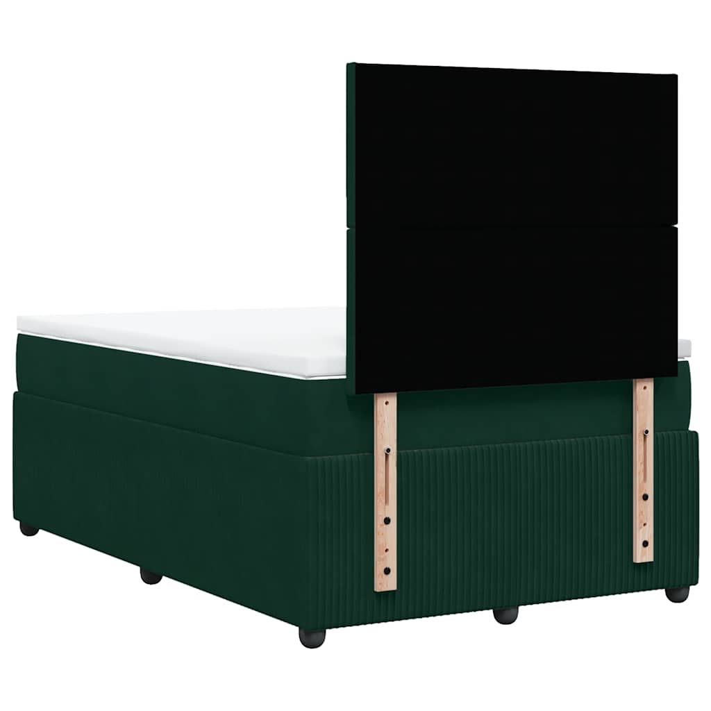 Κρεβάτι Boxspring με Στρώμα Σκούρο Πράσινο 120x200εκ. Βελούδινο - Pakobazaar