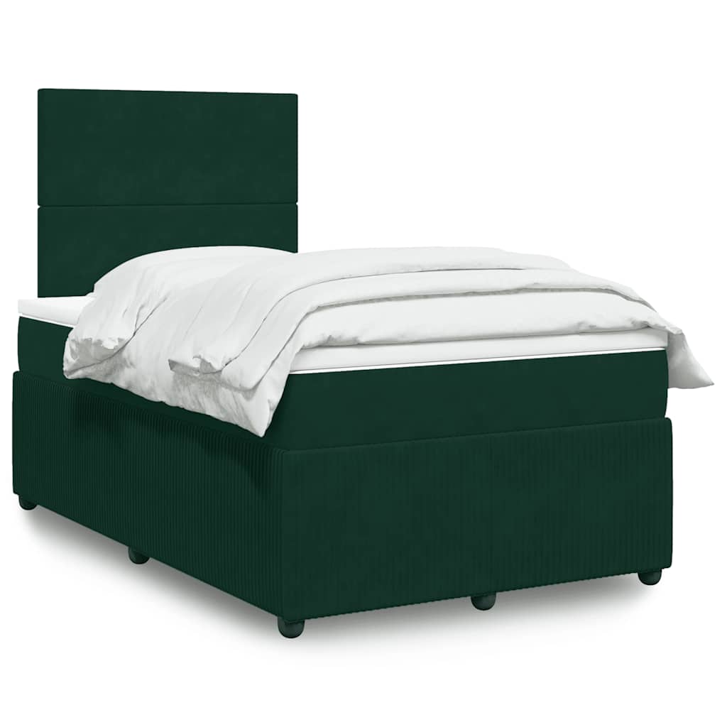 Κρεβάτι Boxspring με Στρώμα Σκούρο Πράσινο 120x200εκ. Βελούδινο - Pakobazaar