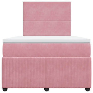 Κρεβάτι Boxspring με Στρώμα Ροζ 120x200 εκ. Βελούδινο - Pakobazaar
