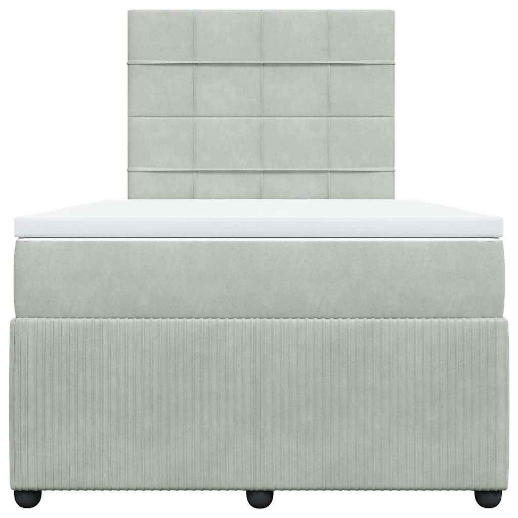 Κρεβάτι Boxspring με Στρώμα Ανοιχτό Γκρι 120x200 εκ. Βελούδινο - Pakobazaar
