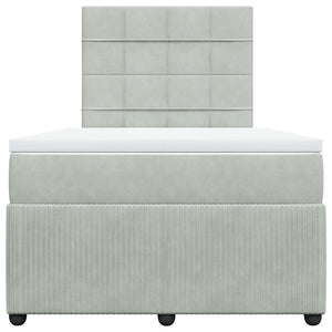 Κρεβάτι Boxspring με Στρώμα Ανοιχτό Γκρι 120x200 εκ. Βελούδινο - Pakobazaar