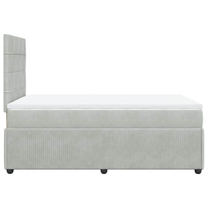 Κρεβάτι Boxspring με Στρώμα Ανοιχτό Γκρι 120x200 εκ. Βελούδινο - Pakobazaar