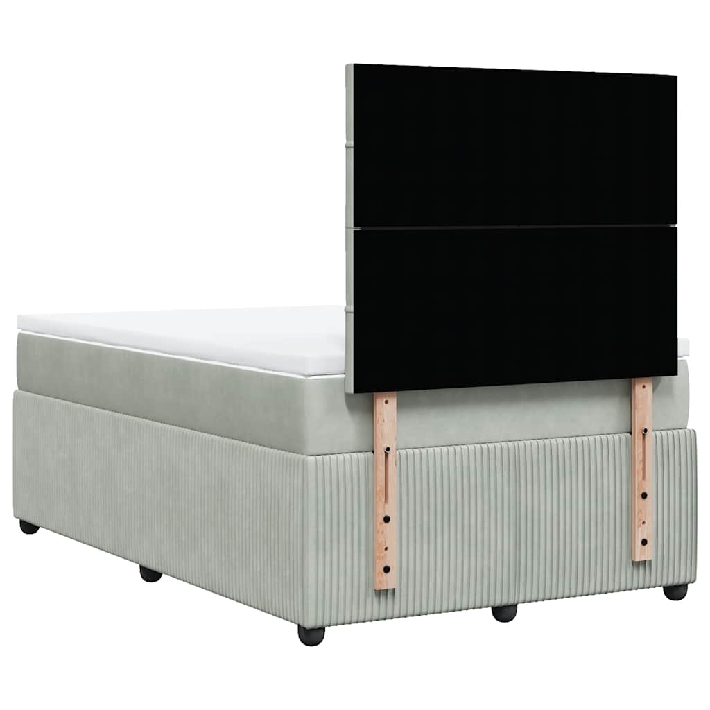Κρεβάτι Boxspring με Στρώμα Ανοιχτό Γκρι 120x200 εκ. Βελούδινο - Pakobazaar