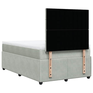 Κρεβάτι Boxspring με Στρώμα Ανοιχτό Γκρι 120x200 εκ. Βελούδινο - Pakobazaar