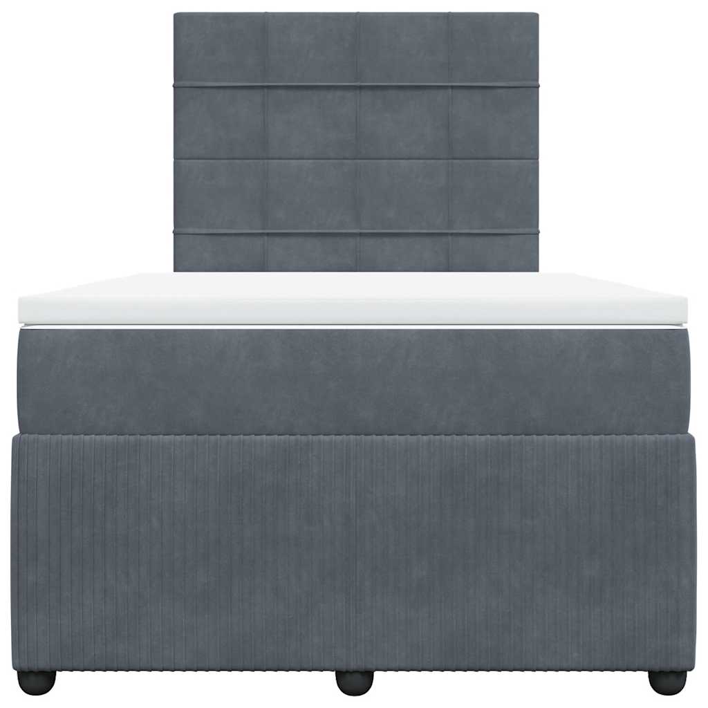 Κρεβάτι Boxspring με Στρώμα Σκούρο Γκρι 120x200 εκ. Βελούδινο - Pakobazaar