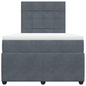 Κρεβάτι Boxspring με Στρώμα Σκούρο Γκρι 120x200 εκ. Βελούδινο - Pakobazaar