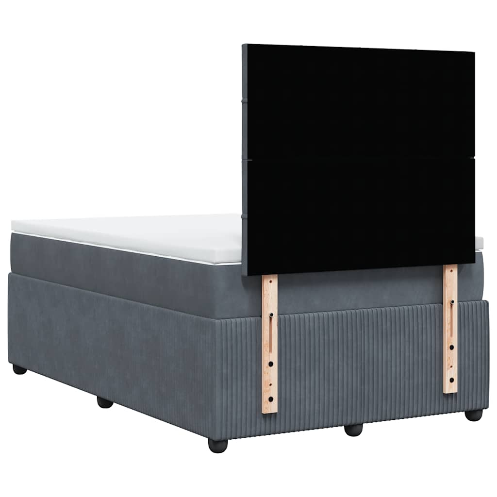 Κρεβάτι Boxspring με Στρώμα Σκούρο Γκρι 120x200 εκ. Βελούδινο - Pakobazaar