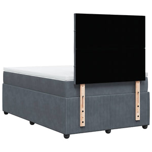 Κρεβάτι Boxspring με Στρώμα Σκούρο Γκρι 120x200 εκ. Βελούδινο - Pakobazaar