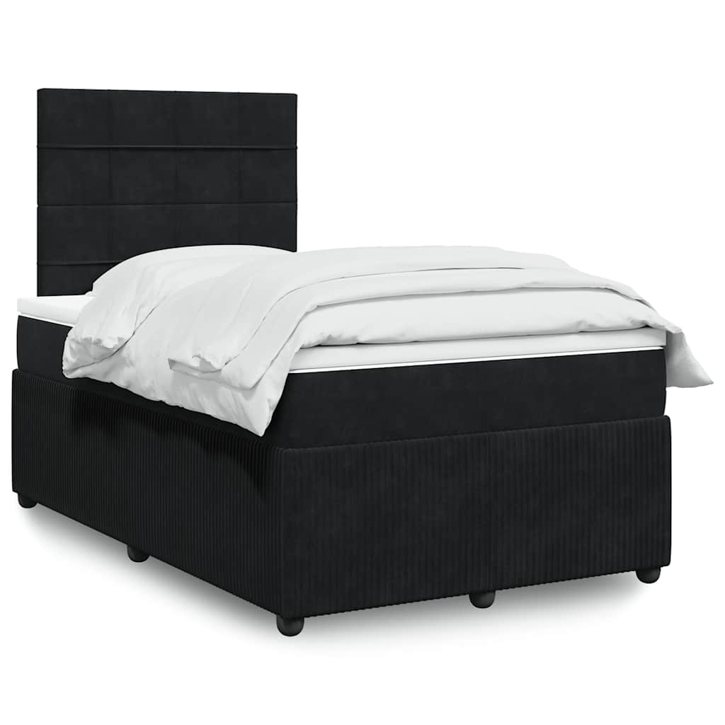 Κρεβάτι Boxspring με Στρώμα Μαύρο 120 x 200 εκ. Βελούδινο - Pakobazaar