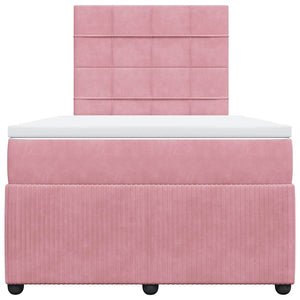 Κρεβάτι Boxspring με Στρώμα Ροζ 120x200 εκ. Βελούδινο - Pakobazaar