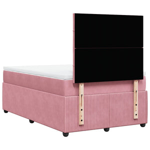 Κρεβάτι Boxspring με Στρώμα Ροζ 120x200 εκ. Βελούδινο - Pakobazaar
