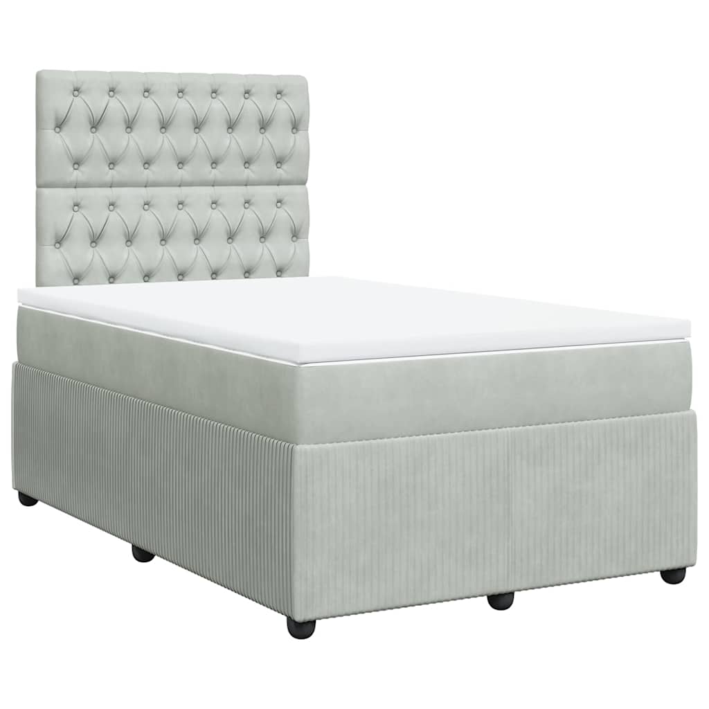 Κρεβάτι Boxspring με Στρώμα Ανοιχτό Γκρι 120x200 εκ. Βελούδινο - Pakobazaar