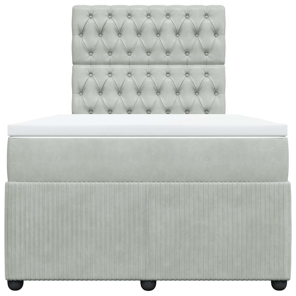 Κρεβάτι Boxspring με Στρώμα Ανοιχτό Γκρι 120x200 εκ. Βελούδινο - Pakobazaar