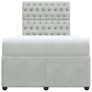 Κρεβάτι Boxspring με Στρώμα Ανοιχτό Γκρι 120x200 εκ. Βελούδινο - Pakobazaar