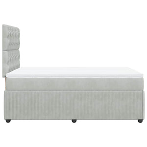 Κρεβάτι Boxspring με Στρώμα Ανοιχτό Γκρι 120x200 εκ. Βελούδινο - Pakobazaar