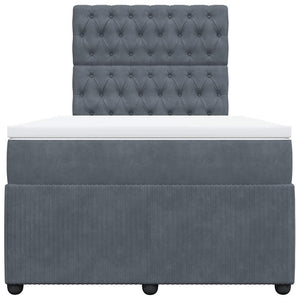 Κρεβάτι Boxspring με Στρώμα Σκούρο Γκρι 120x200 εκ. Βελούδινο - Pakobazaar