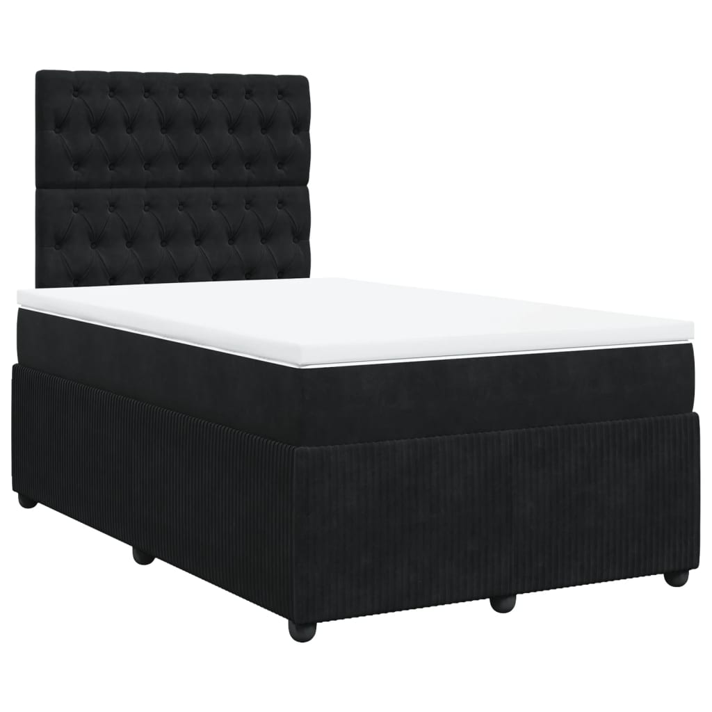 Κρεβάτι Boxspring με Στρώμα Μαύρο 120 x 200 εκ. Βελούδινο