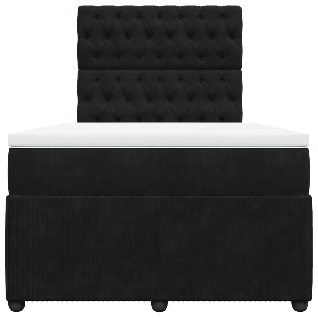 Κρεβάτι Boxspring με Στρώμα Μαύρο 120 x 200 εκ. Βελούδινο