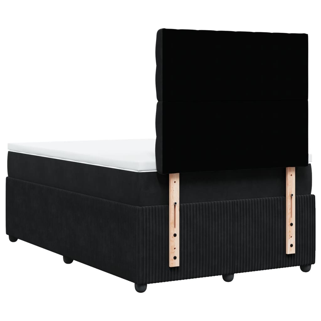 Κρεβάτι Boxspring με Στρώμα Μαύρο 120 x 200 εκ. Βελούδινο