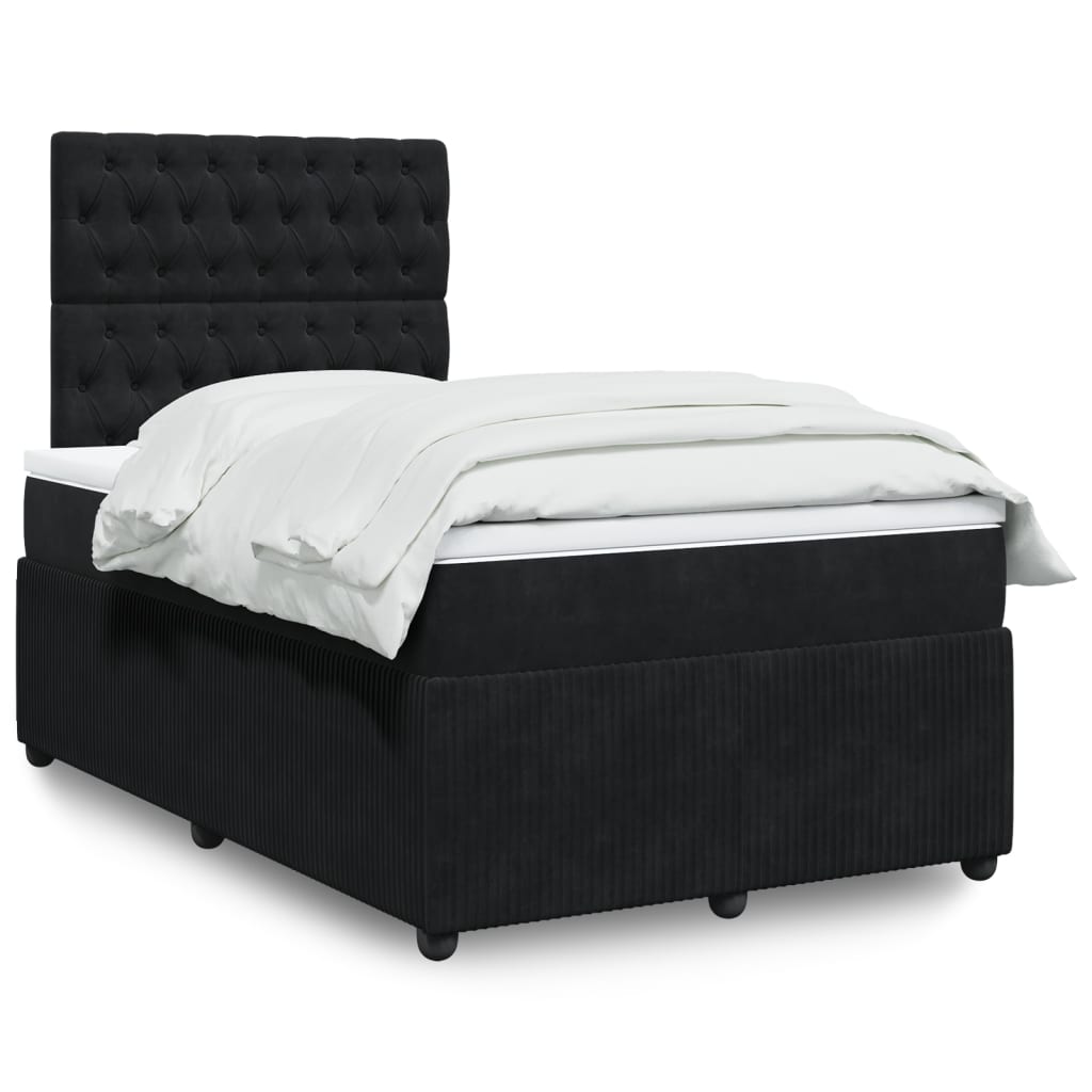 Κρεβάτι Boxspring με Στρώμα Μαύρο 120 x 200 εκ. Βελούδινο