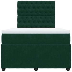 Κρεβάτι Boxspring με Στρώμα Σκούρο Πράσινο 120x200εκ. Βελούδινο - Pakobazaar