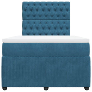 Κρεβάτι Boxspring με Στρώμα Σκούρο Μπλε 120x200 εκ. Βελούδινο - Pakobazaar