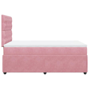 Κρεβάτι Boxspring με Στρώμα Ροζ 120x200 εκ. Βελούδινο - Pakobazaar