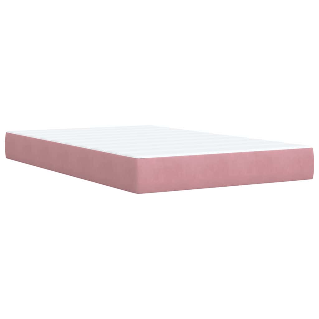Κρεβάτι Boxspring με Στρώμα Ροζ 120x200 εκ. Βελούδινο - Pakobazaar
