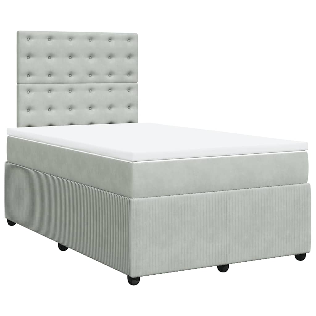 Κρεβάτι Boxspring με Στρώμα Ανοιχτό Γκρι 120x200 εκ. Βελούδινο - Pakobazaar
