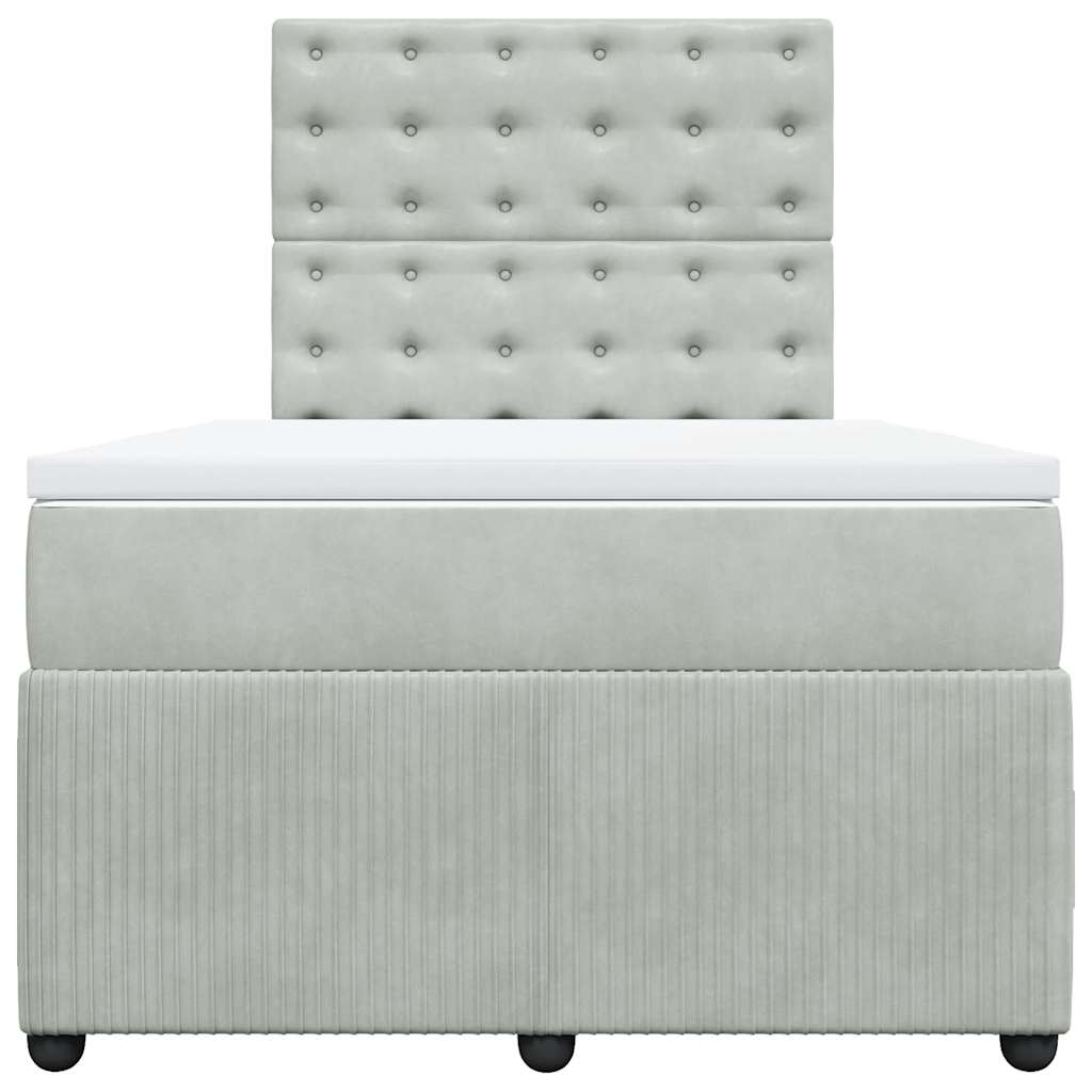 Κρεβάτι Boxspring με Στρώμα Ανοιχτό Γκρι 120x200 εκ. Βελούδινο - Pakobazaar
