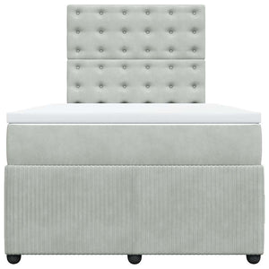 Κρεβάτι Boxspring με Στρώμα Ανοιχτό Γκρι 120x200 εκ. Βελούδινο - Pakobazaar