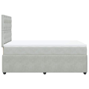 Κρεβάτι Boxspring με Στρώμα Ανοιχτό Γκρι 120x200 εκ. Βελούδινο - Pakobazaar