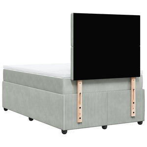 Κρεβάτι Boxspring με Στρώμα Ανοιχτό Γκρι 120x200 εκ. Βελούδινο - Pakobazaar