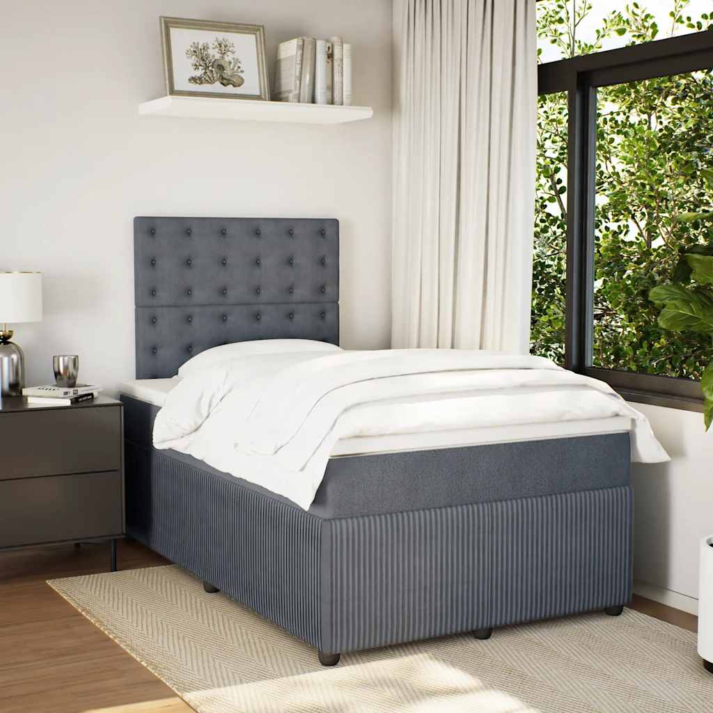 Κρεβάτι Boxspring με Στρώμα Σκούρο Γκρι 120x200 εκ. Βελούδινο - Pakobazaar
