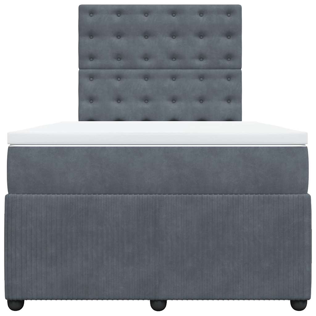Κρεβάτι Boxspring με Στρώμα Σκούρο Γκρι 120x200 εκ. Βελούδινο - Pakobazaar