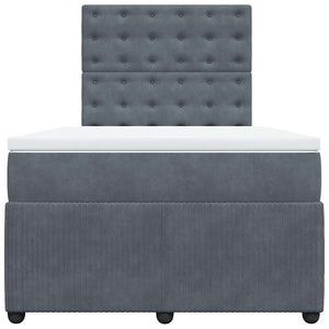 Κρεβάτι Boxspring με Στρώμα Σκούρο Γκρι 120x200 εκ. Βελούδινο - Pakobazaar