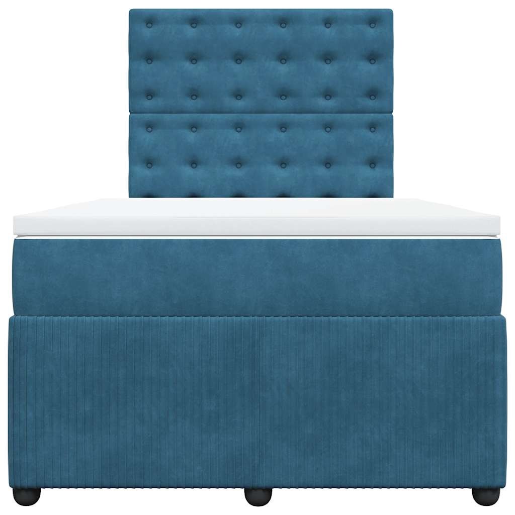 Κρεβάτι Boxspring με Στρώμα Σκούρο Μπλε 120x200 εκ. Βελούδινο - Pakobazaar