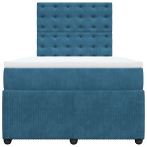 Κρεβάτι Boxspring με Στρώμα Σκούρο Μπλε 120x200 εκ. Βελούδινο - Pakobazaar