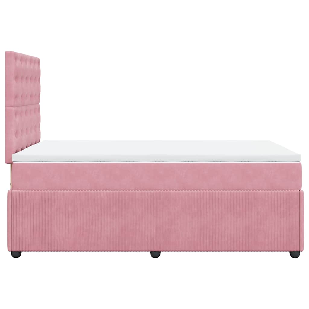 Κρεβάτι Boxspring με Στρώμα Ροζ 120x200 εκ. Βελούδινο - Pakobazaar