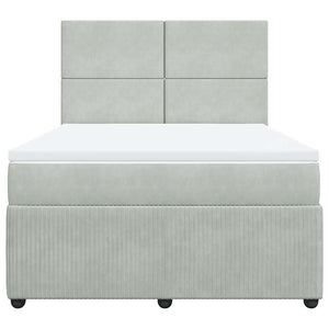 Κρεβάτι Boxspring με Στρώμα Ανοιχτό Γκρι 140x190 εκ. Βελούδινο
