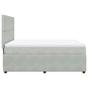 Κρεβάτι Boxspring με Στρώμα Ανοιχτό Γκρι 140x190 εκ. Βελούδινο