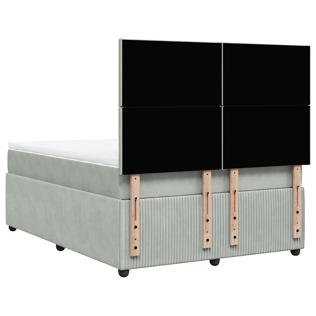 Κρεβάτι Boxspring με Στρώμα Ανοιχτό Γκρι 140x190 εκ. Βελούδινο