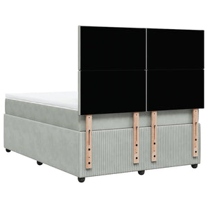 Κρεβάτι Boxspring με Στρώμα Ανοιχτό Γκρι 140x190 εκ. Βελούδινο