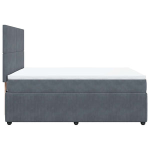 Κρεβάτι Boxspring με Στρώμα Σκούρο Γκρι 140x190 εκ. Βελούδινο - Pakobazaar