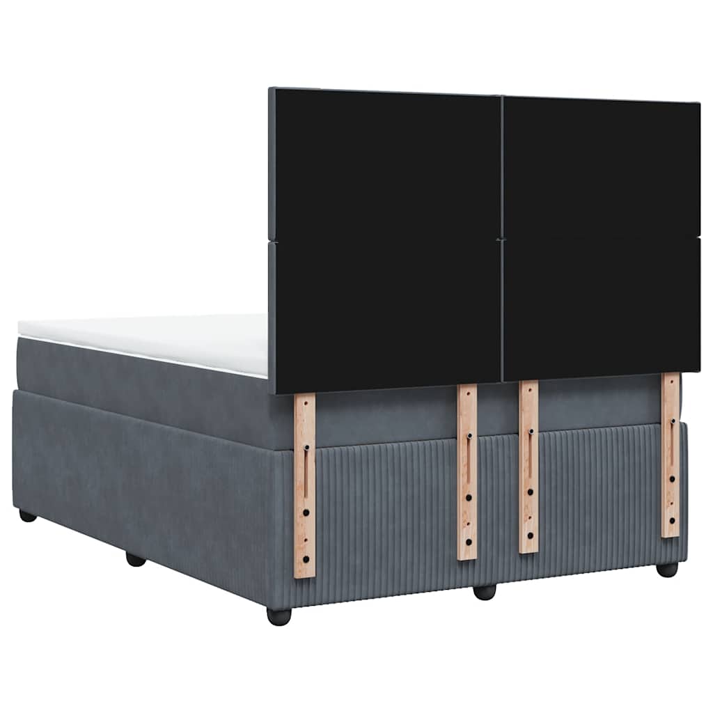 Κρεβάτι Boxspring με Στρώμα Σκούρο Γκρι 140x190 εκ. Βελούδινο - Pakobazaar
