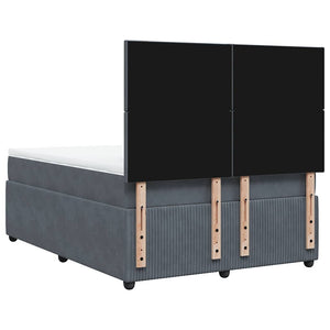 Κρεβάτι Boxspring με Στρώμα Σκούρο Γκρι 140x190 εκ. Βελούδινο - Pakobazaar