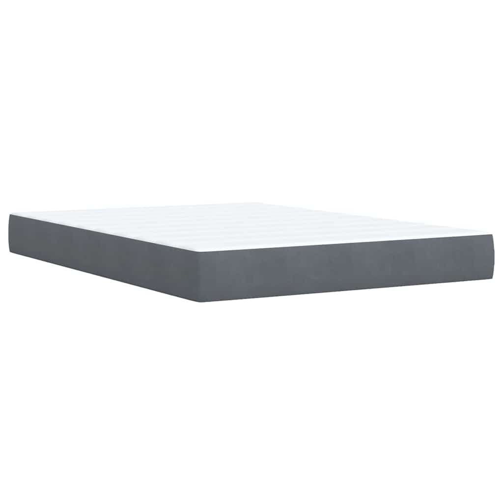 Κρεβάτι Boxspring με Στρώμα Σκούρο Γκρι 140x190 εκ. Βελούδινο - Pakobazaar