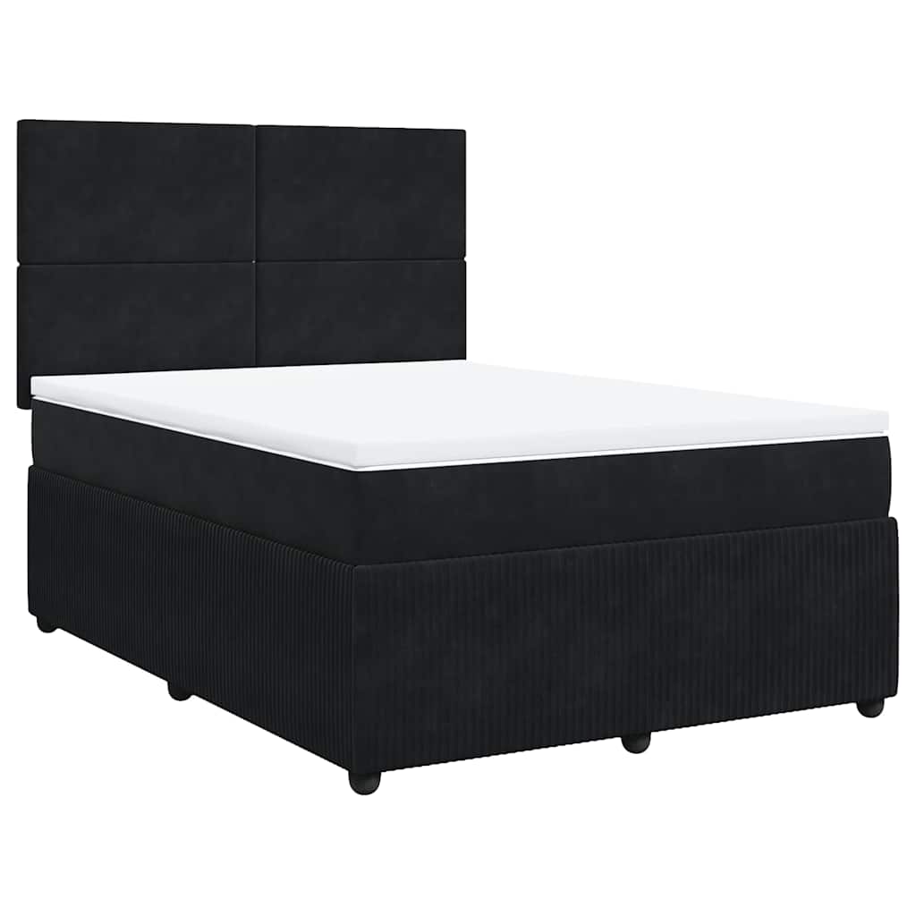 Κρεβάτι Boxspring με Στρώμα Μαύρο 140x190 εκ. Βελούδινο - Pakobazaar