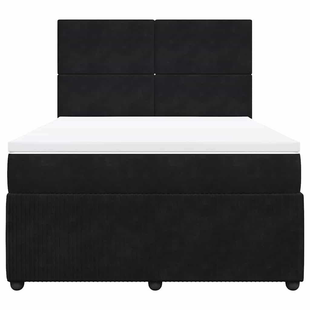 Κρεβάτι Boxspring με Στρώμα Μαύρο 140x190 εκ. Βελούδινο - Pakobazaar