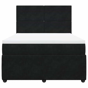 Κρεβάτι Boxspring με Στρώμα Μαύρο 140x190 εκ. Βελούδινο - Pakobazaar